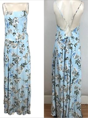 Leith Light Blue Floral Maxi Dress size XXL boho beachy summer vacation dress